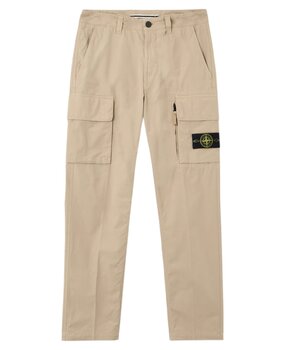 STONE ISLAND CANVAS WEAVE COTTON CARGO PANTS DESERT