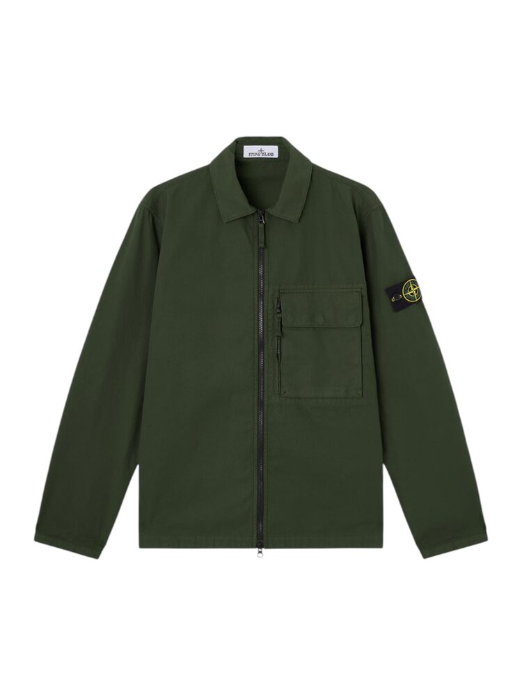 Stone Island STONE ISLAND CANVAS WEAVE COTTON OVERSHIRT JUNIPER