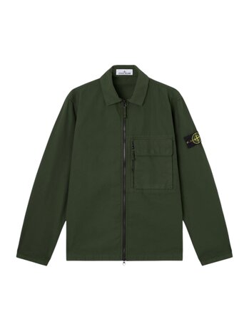 Stone Island STONE ISLAND CANVAS WEAVE COTTON OVERSHIRT JUNIPER