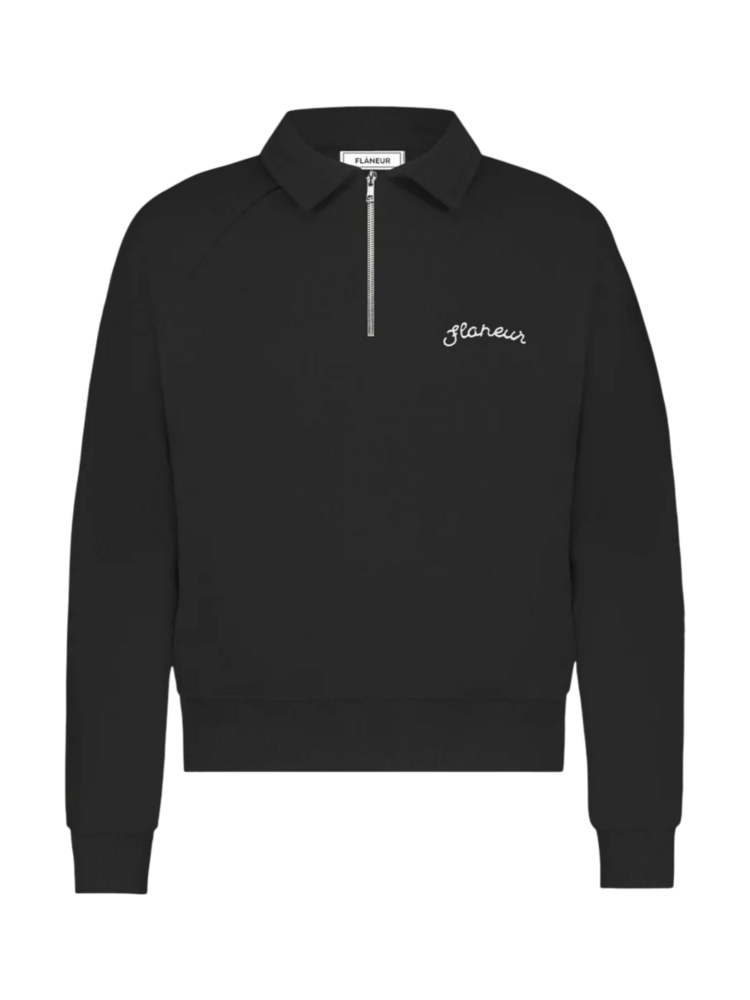 FLÂNEUR SIGNATURE RAGLAN HALF ZIP ZWART FLÂNEUR SIGNATURE RAGLAN HALF ZIP ZWART