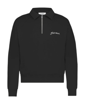FLÂNEUR SIGNATURE RAGLAN HALF ZIP ZWART FLÂNEUR SIGNATURE RAGLAN HALF ZIP ZWART