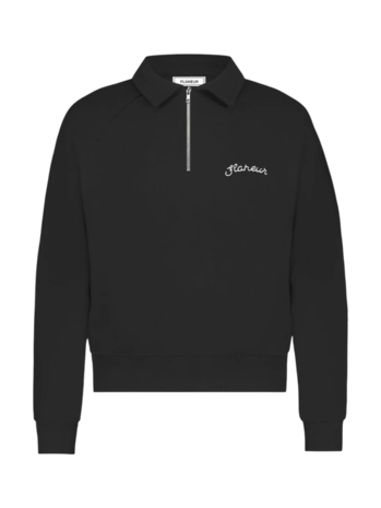 FLÂNEUR SIGNATURE RAGLAN HALF ZIP ZWART FLÂNEUR SIGNATURE RAGLAN HALF ZIP ZWART