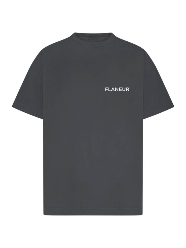 FLÂNEUR DOUBLE LOGO WASHED T-SHIRT ZWART/ANTRACIET FLÂNEUR DOUBLE LOGO WASHED T-SHIRT ZWART/ANTRACIET