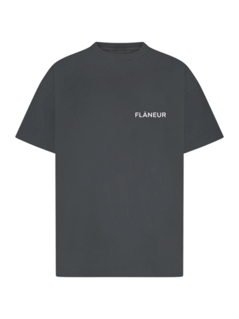 FLÂNEUR DOUBLE LOGO WASHED T-SHIRT ZWART/ANTRACIET FLÂNEUR DOUBLE LOGO WASHED T-SHIRT ZWART/ANTRACIET