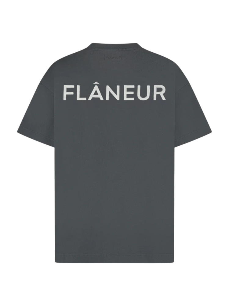 FLÂNEUR DOUBLE LOGO WASHED T-SHIRT ZWART/ANTRACIET FLÂNEUR DOUBLE LOGO WASHED T-SHIRT ZWART/ANTRACIET