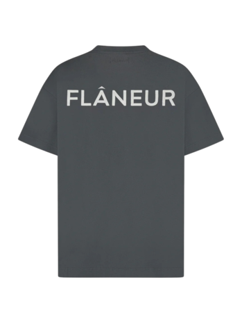 FLÂNEUR DOUBLE LOGO WASHED T-SHIRT ZWART/ANTRACIET FLÂNEUR DOUBLE LOGO WASHED T-SHIRT ZWART/ANTRACIET