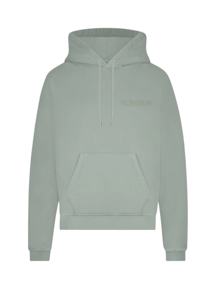 FLÂNEUR DOUBLE LOGO WASHED HOODIE (500GSM) SAGE GROEN