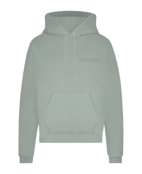 FLÂNEUR DOUBLE LOGO WASHED HOODIE (500GSM) SAGE GROEN FLÂNEUR DOUBLE LOGO WASHED HOODIE (500GSM) SAGE GROEN