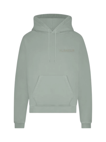 FLÂNEUR DOUBLE LOGO WASHED HOODIE (500GSM) SAGE GROEN