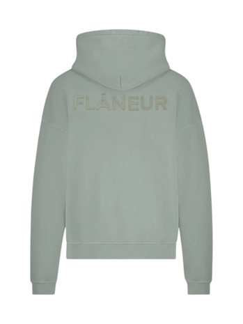 FLÂNEUR DOUBLE LOGO WASHED HOODIE (500GSM) SAGE GROEN