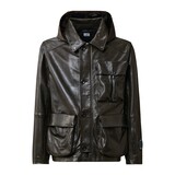 C.P. COMPANY LEATHER MILLE JACKET ZWART