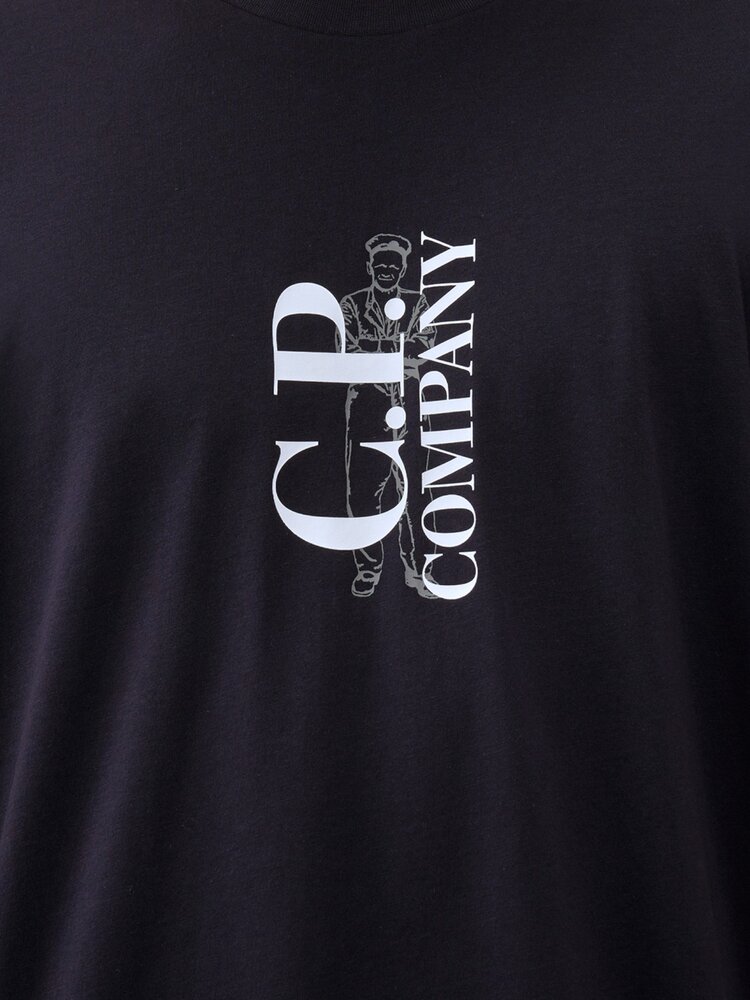 C.P. COMPANY 30/1 JERSEY LOGO T-SHIRT MARINE