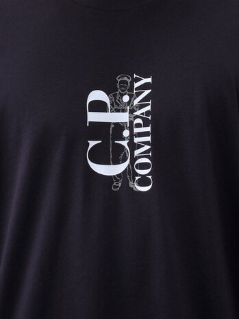 C.P. COMPANY 30/1 JERSEY LOGO T-SHIRT MARINE