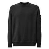 C.P. COMPANY MERINO WOOL FELTED CREWNECK PULLOVER ZWART