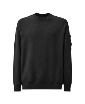 C.P. COMPANY MERINO WOOL FELTED CREWNECK PULLOVER ZWART C.P. COMPANY MERINO WOOL FELTED CREWNECK PULLOVER ZWART