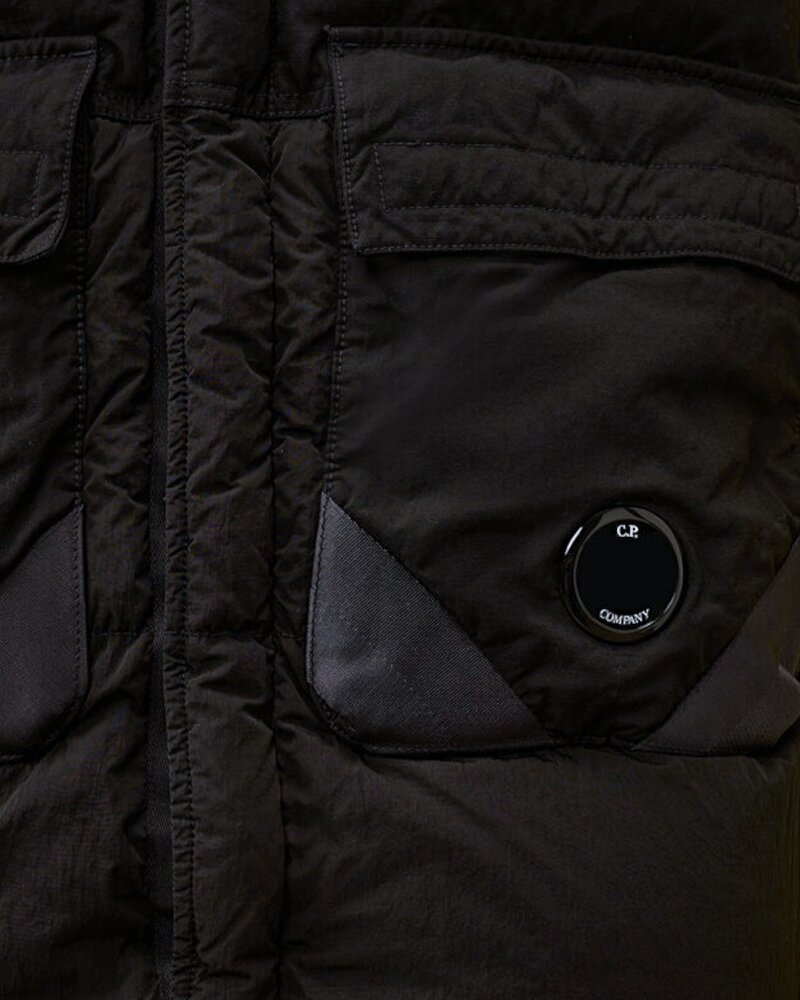 C.P. COMPANY ECO-CHROME R MIXED HOODED BODYWARMER ZWART