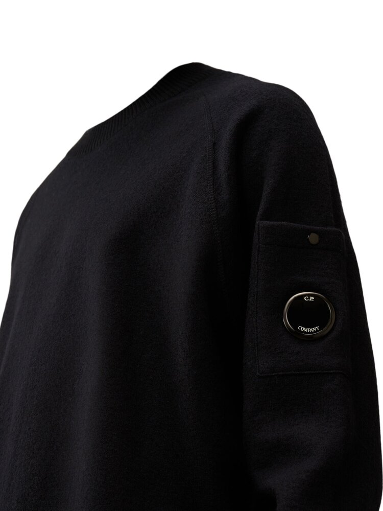 C.P. COMPANY MERINO WOOL FELTED PULLOVER MARINE