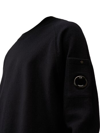 C.P. COMPANY MERINO WOOL FELTED PULLOVER MARINE