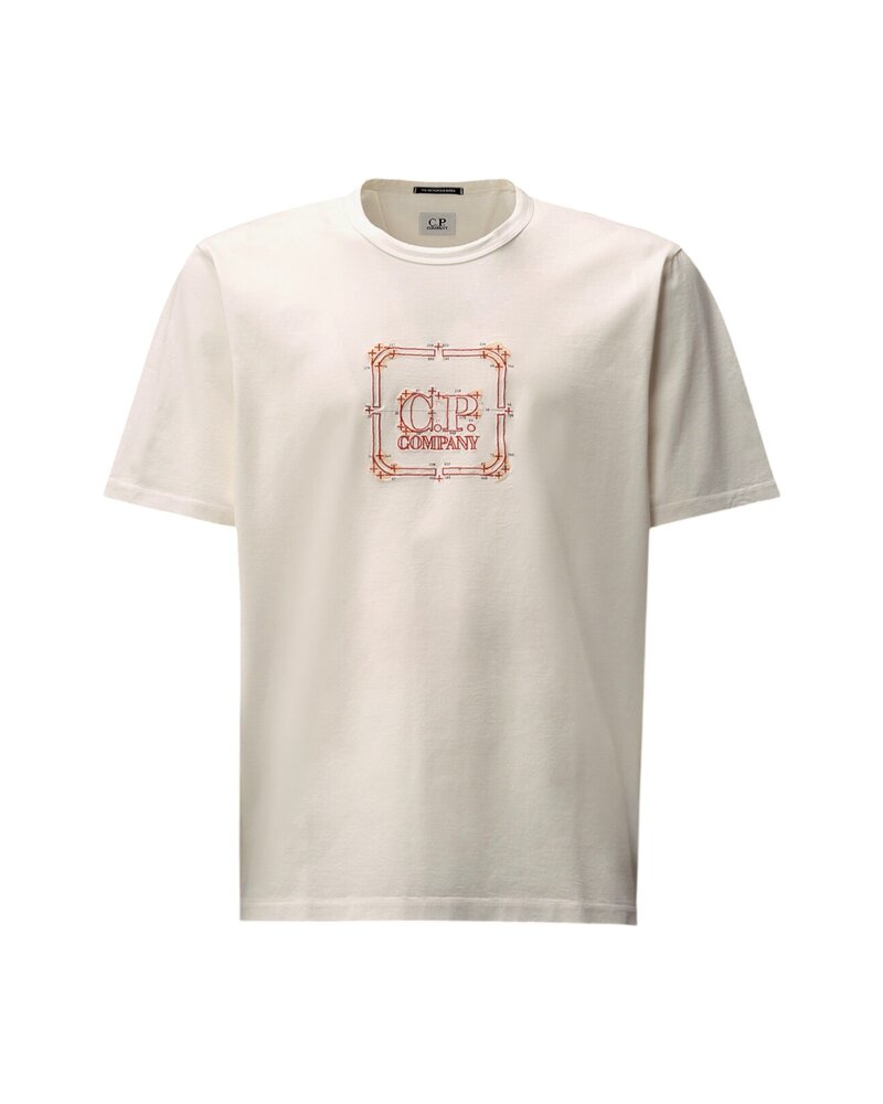 C.P. COMPANY METROPOLIS SERIES MERCERIZED JERSEY T-SHIRT WIT C.P. COMPANY METROPOLIS SERIES MERCERIZED JERSEY T-SHIRT WIT