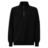 C.P. COMPANY DIAGONAL RAISED FLEECE HALF ZIP ZWART