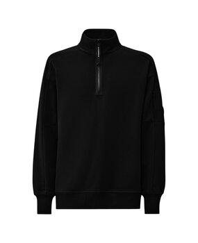 C.P. COMPANY DIAGONAL RAISED FLEECE HALF ZIP ZWART C.P. COMPANY DIAGONAL RAISED FLEECE HALF ZIP ZWART