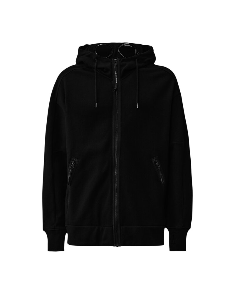 C.P. COMPANY DIAGONAL RAISED FLEECE GOGGLE VEST ZWART