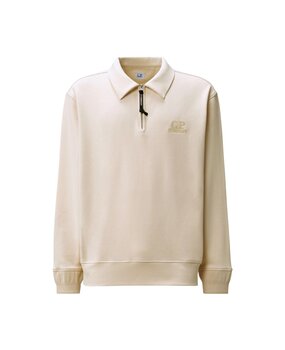 C.P. Company C.P. COMPANY DIAGONAL RAISED FLEECE HALF-ZIP SWEATER BEIGE