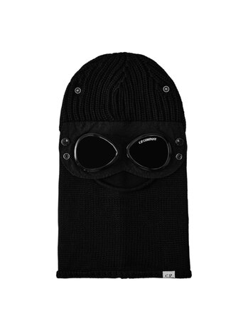 C.P. COMPANY EXTRAFINE MERIONO WOOL GOGGLE BALACLAVA ZWART