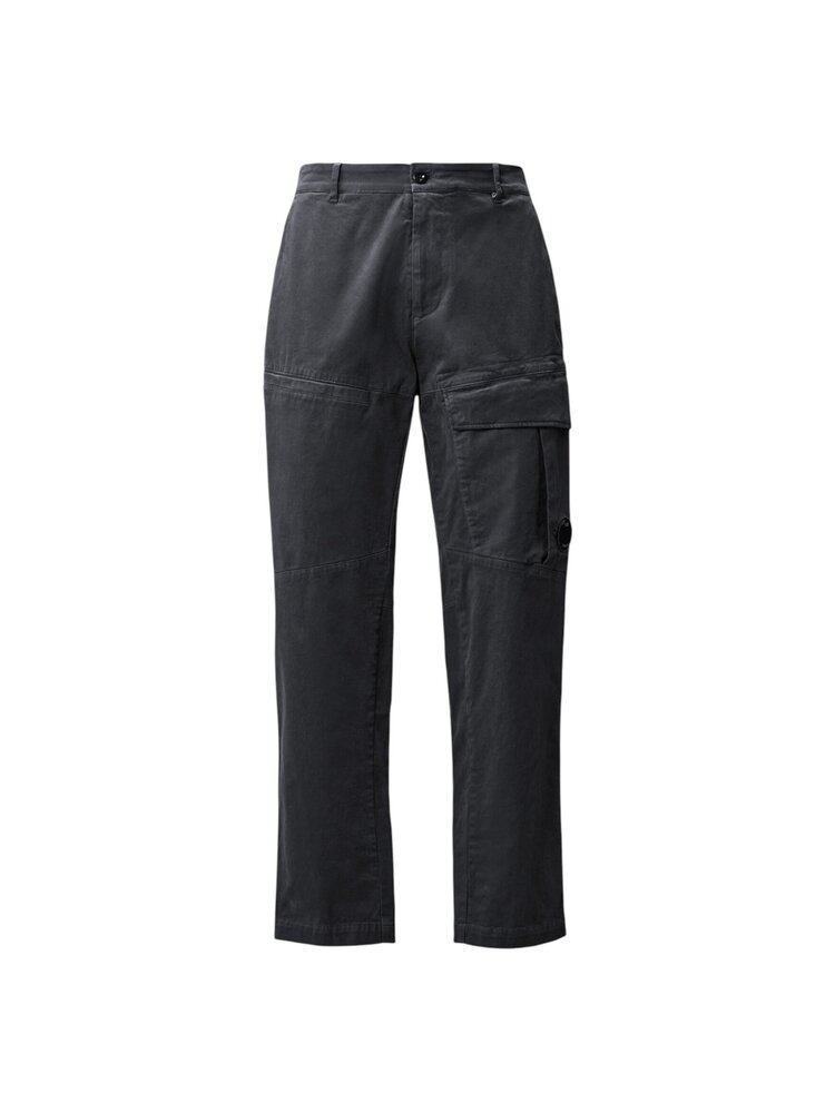 C.P. COMPANY STRETCH SATEEN LOOSE CARGO PANTS DARK SHADOW