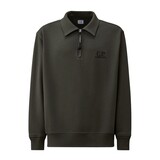C.P. COMPANY DIAGONAL RAISED FLEECE HALF ZIP SWEATSHIRT DARK SHADOW GREY