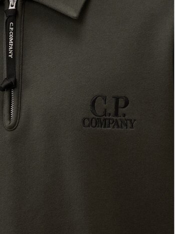 C.P. COMPANY DIAGONAL RAISED FLEECE HALF ZIP SWEATSHIRT DARK SHADOW GREY