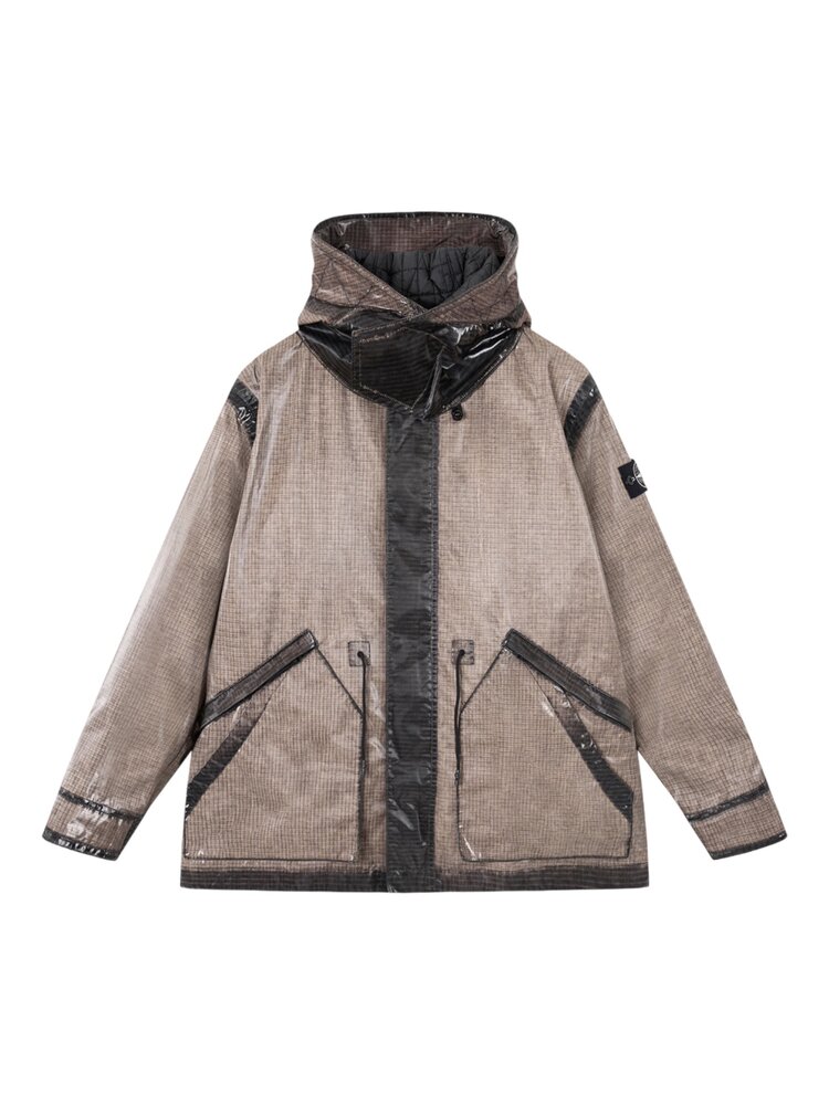 STONE ISLAND UNEVEN RIPSTOP PRISMATICO PARKA JACK PEARL GREY