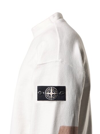 STONE ISLAND RAW BEAUTY KNIT-LOOK COTTON SWEATER NATUREL WHITE