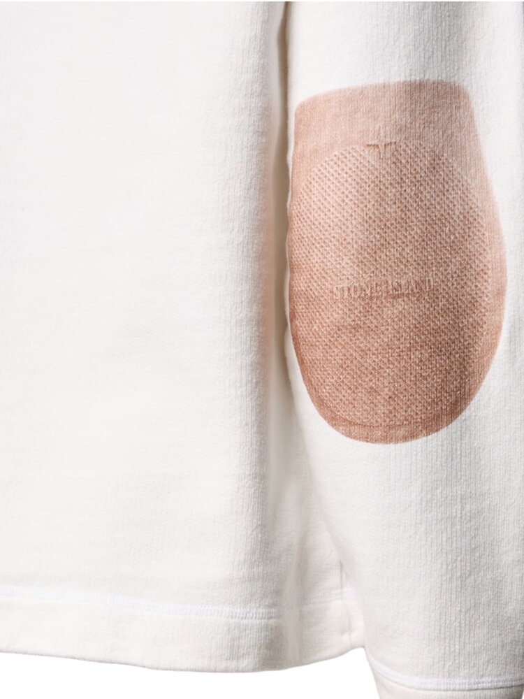 STONE ISLAND RAW BEAUTY KNIT-LOOK COTTON SWEATER NATUREL WHITE