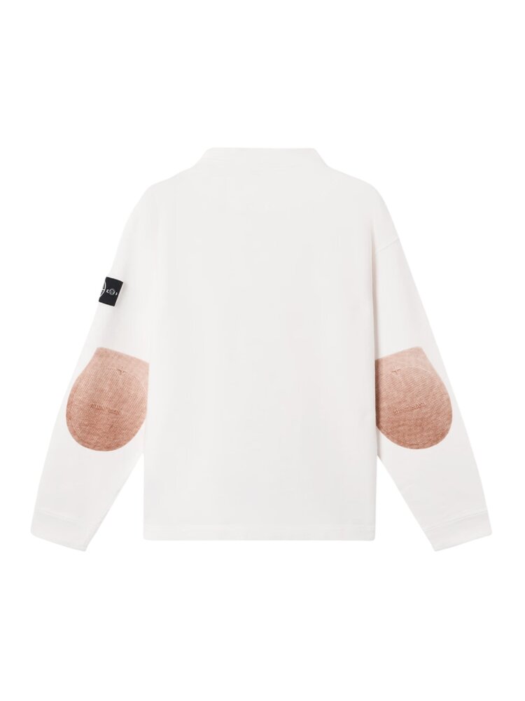 STONE ISLAND RAW BEAUTY KNIT-LOOK COTTON SWEATER NATUREL WHITE