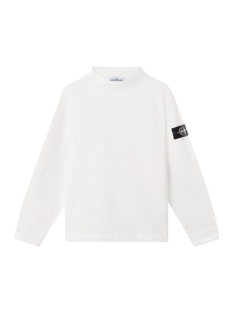 STONE ISLAND RAW BEAUTY KNIT-LOOK COTTON SWEATER NATUREL WHITE