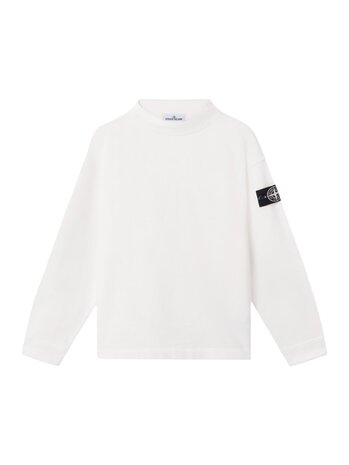 STONE ISLAND RAW BEAUTY KNIT-LOOK COTTON SWEATER NATUREL WHITE