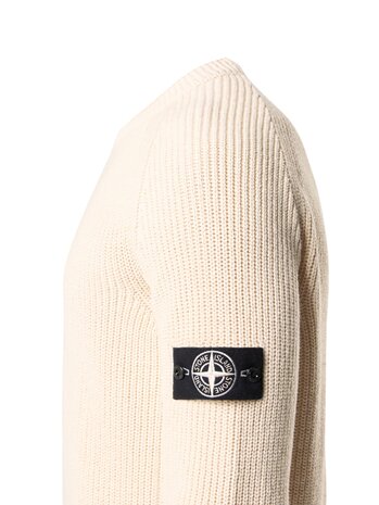 STONE ISLAND RAW BEAUTY FISHERMAN'S RIB COTTON PULLOVER IVORY