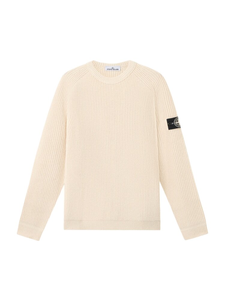 STONE ISLAND RAW BEAUTY FISHERMAN'S RIB COTTON PULLOVER IVORY