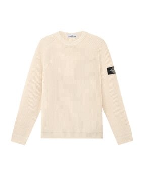 STONE ISLAND RAW BEAUTY FISHERMAN'S RIB COTTON PULLOVER IVORY STONE ISLAND RAW BEAUTY FISHERMAN'S RIB COTTON PULLOVER IVORY