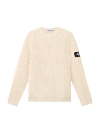 STONE ISLAND RAW BEAUTY FISHERMAN'S RIB COTTON PULLOVER IVORY