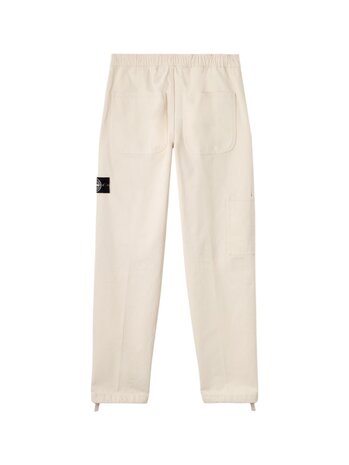 STONE ISLAND RAW BEAUTY NATURAL COTTON GABARDINE PANTALON IVORY