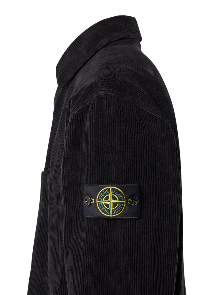 Stone Island STONE ISLAND ORGANIC COTTON CORDUROY 800 OVERSHIRT ZWART