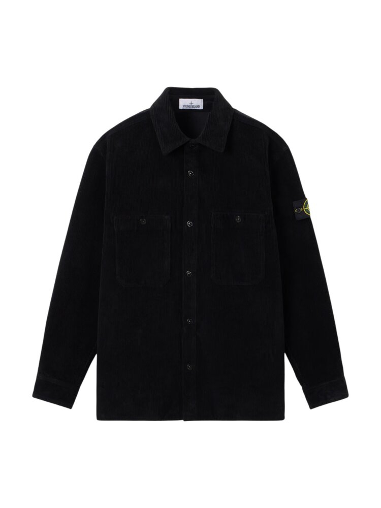 Stone Island STONE ISLAND ORGANIC COTTON CORDUROY 800 OVERSHIRT ZWART