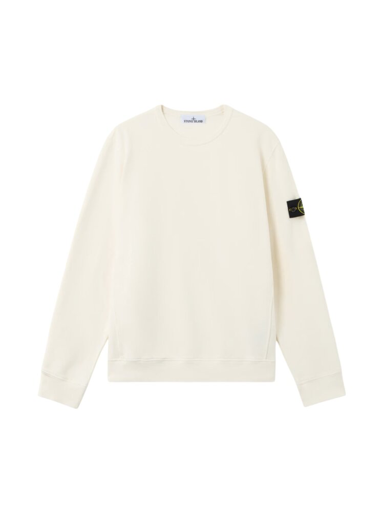STONE ISLAND BRUSHED ORGANIC COTTON FLEECE SWEATER IVORY