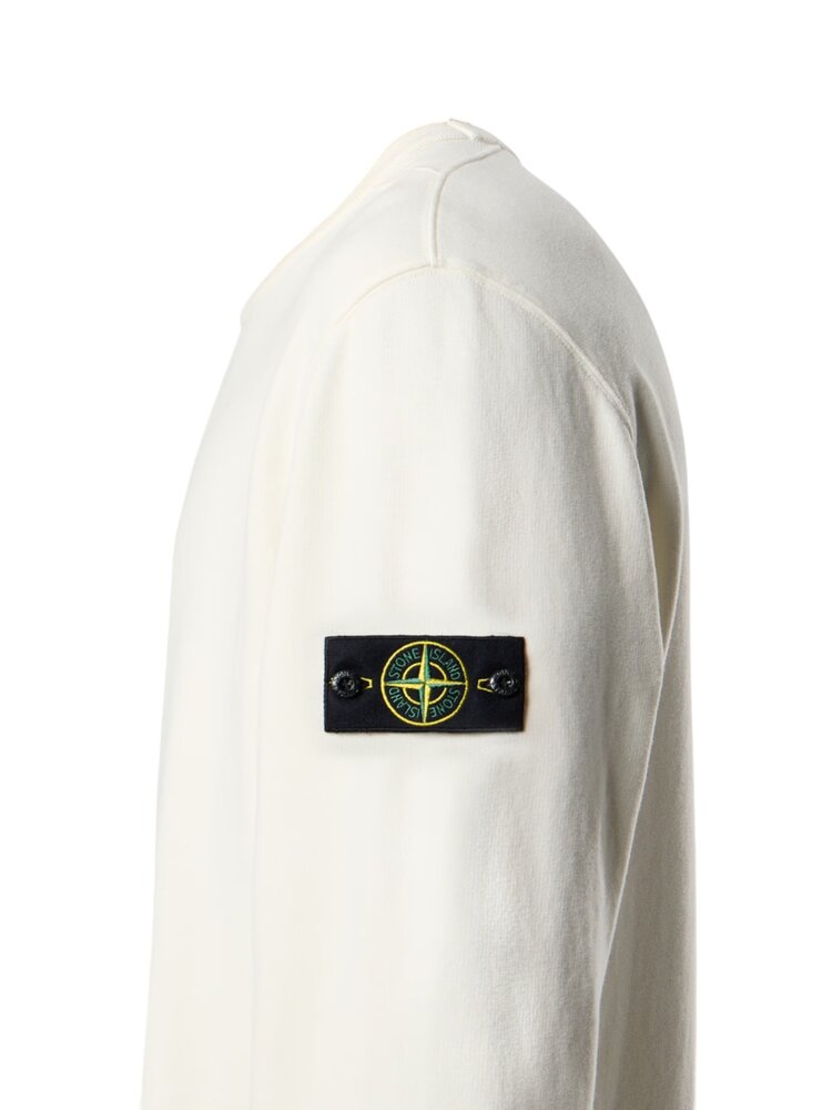 STONE ISLAND BRUSHED ORGANIC COTTON FLEECE SWEATER IVORY