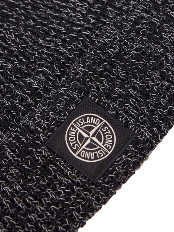 STONE ISLAND KNIT REFLECTIVE BEANIE ZWART