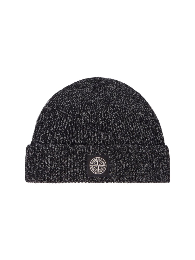 STONE ISLAND KNIT REFLECTIVE BEANIE ZWART