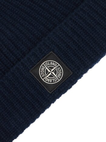 STONE ISLAND LIGHT RWS GEELONG WOOL BEANIE MARINE