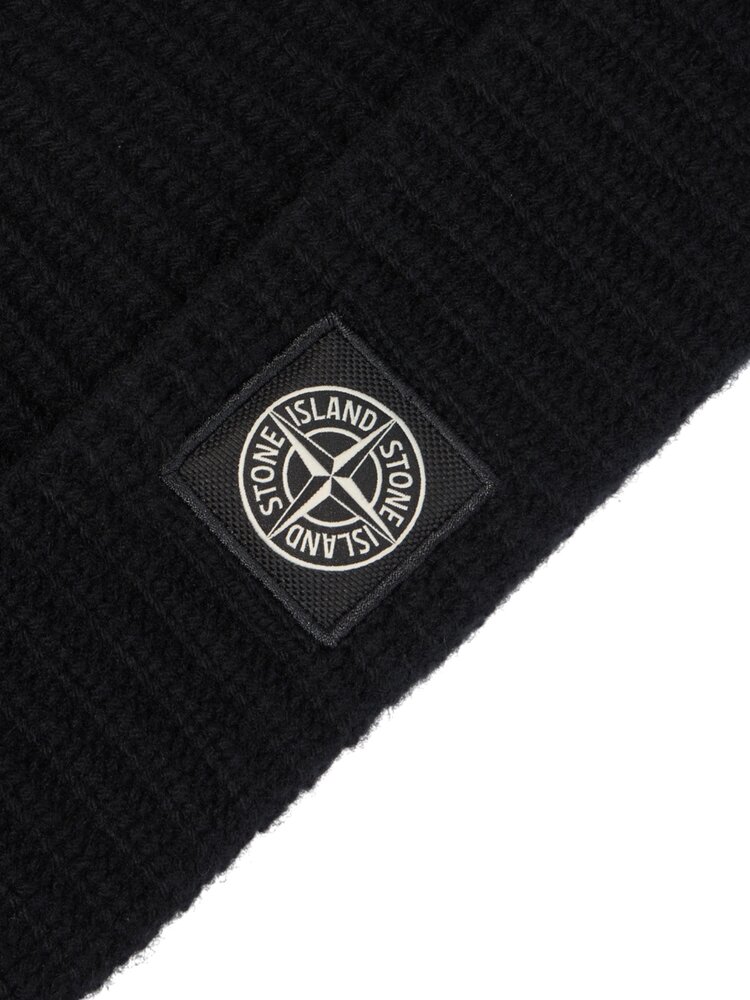 STONE ISLAND LIGHT RWS GEELONG WOOL BEANIE ZWART